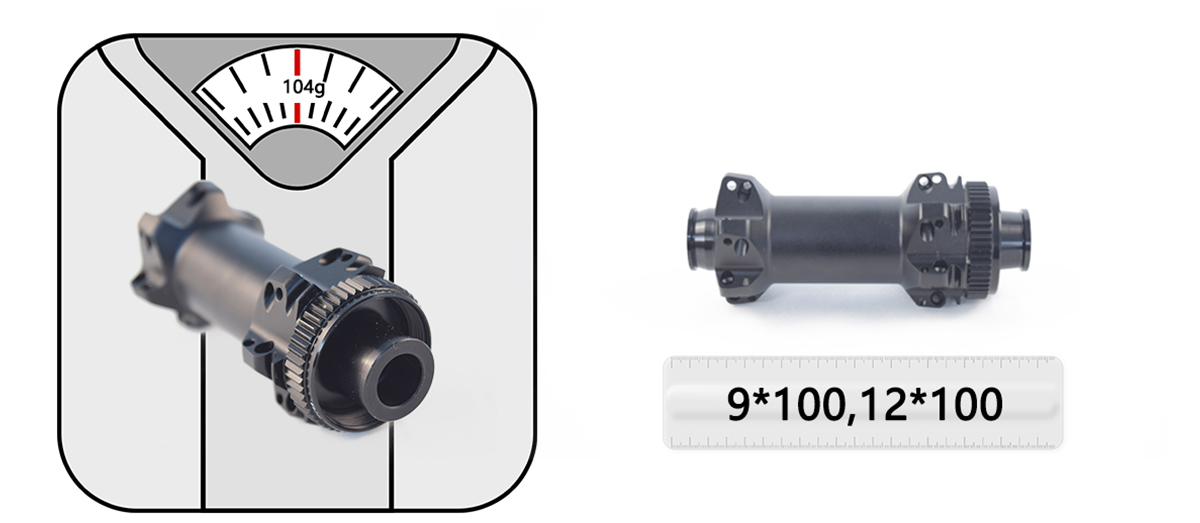 Center lock front hub, 9*100mm or 12*100mm