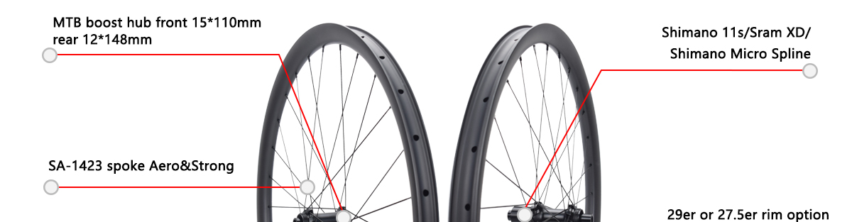 Moutain bike carbon wheels asymmetry 29er for shimano11s/Sram XD/Shimano Mircro Spline 12s