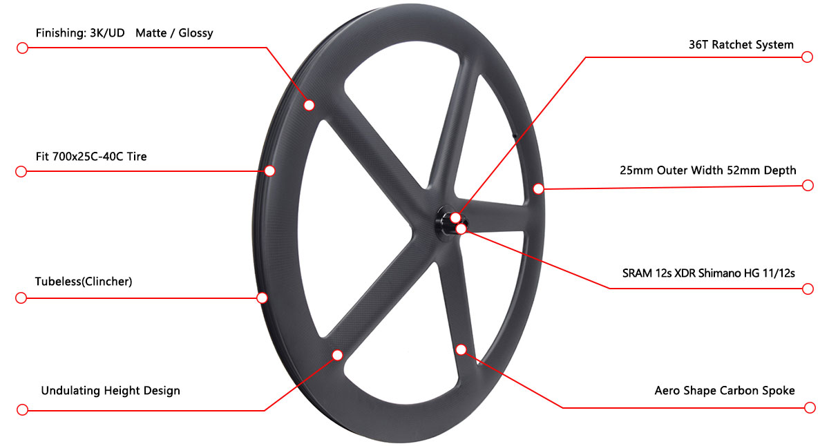 5-spoke carbon wheels for road bike track bike TT bike 5 spokes carbon wheels for road bike track bike TT bike