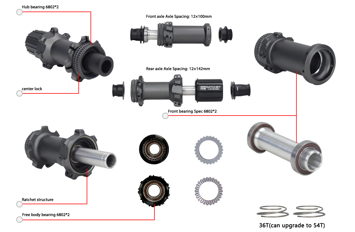 Disc brake hub 21 holes ratchet 36T, 2:1 
